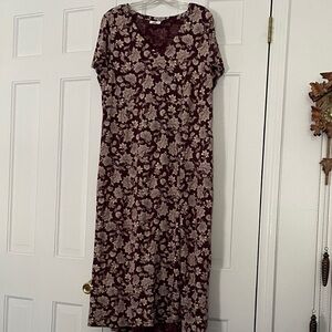 J Jill Floral Burgundy Dress XL